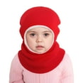 thumbnail image 3 of UngA Baby Scarf Hat Unisex Infant Toddler Kids Beanie Hats with Neck Warmer Windproof Hooded Hat for Boys Girls (Red,1-6 Years), 3 of 5