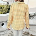 thumbnail image 4 of XuJwPNcy Womens Long Sleeve Button down Shirts Plaid Ruffle V Neck Blouse Business Casual Work Tops Fall Fashion Blouses, 4 of 7
