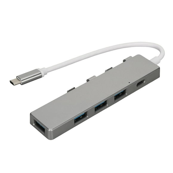 ZOUSSIQI USB C to USB Hub High Speed 1xUSB3.0 Port 3xUSB2.0 Ports 1xUSB C Power Port USB C Hub Multiport Adapter Grey EL225#32156