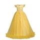 thumbnail image 1 of Vestido de Niña para Flores de Boda, Dama de Honor, Fiesta, Princesa, Comunión, Floral, Boho, Vintage, Encaje, Maxi para Niños, Amarillo, 5-6 Años, 1 of 5