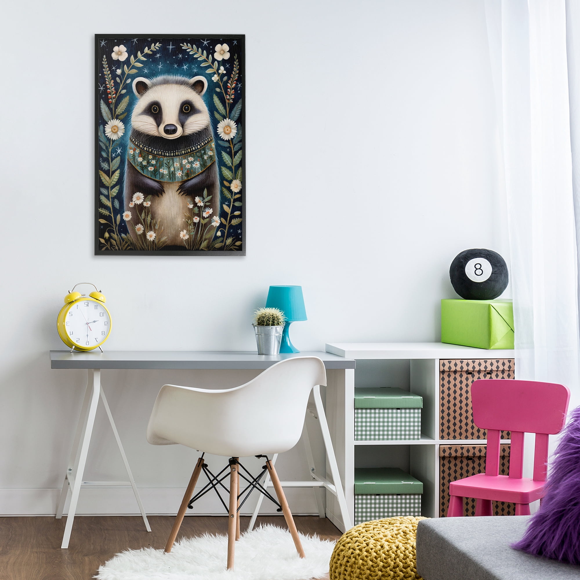 Stupell Industries Woodland Pattern Badger Animals & Insects Painting Black Framed Art Print Wall Art, 20 x 30