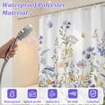 thumbnail image 3 of Dznils White Floral Fabric Shower Curtain, Watercolor Floral Bathroom Curtain with Hooks, Purple, 72" x 72", 3 of 11