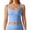 Blue, variant on Crop Tank Tops for Women Square Neck Lace Neckline Stretchy Ribbed Plain Fitted Sleeveless Shirt Y2k Going out Tops