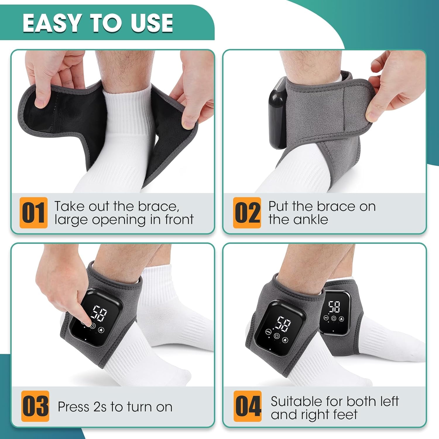 Ankle Massager for Pain Relief, Heating Pad for Ankle and Foot with Rechargeable, Thermal Wrap for Achilles Tendon(1 pc)