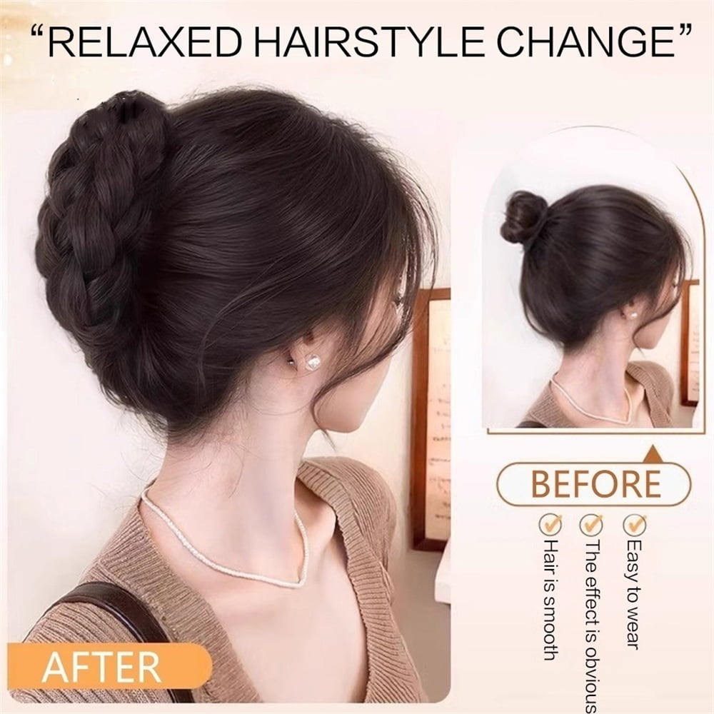 Braided Bun Hair Piece Claw Clip in Synthetic Twisted Braiding Chignon Hair Extension