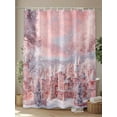 thumbnail image 4 of Pink Christmas Small Stall Shower Curtain, Waterproof Shower Curtains for Bathroom, Pink Town Xmas Tree Snowflake Washable Fabric Cloth Bath Curtain for Bathtub Decoration with Hooks 36x72 Inches, 4 of 6