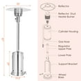 thumbnail image 2 of Gymax 48000 BTU Patio Standing LP Gas HeaterStainless Steel Propane W/ Wheels Silver, 2 of 5