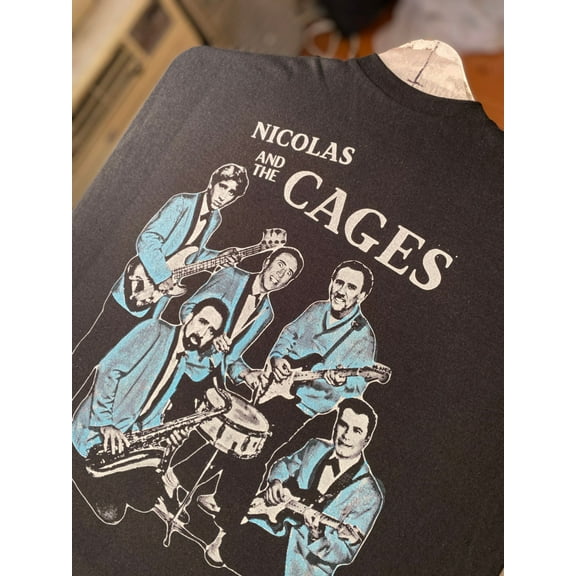 Nicolas Cage Band Shirt ORIGINAL Black Shirt Face Off Edition, Hand Printed GnuYorker Desi