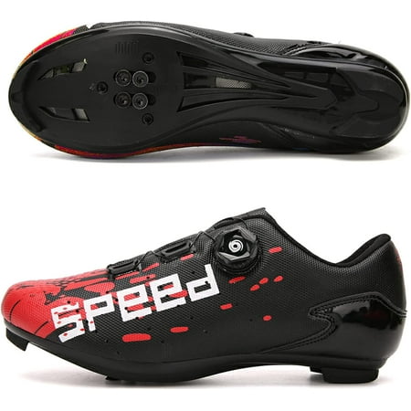 

Cycling Shoes Men Women Outdoor Sports Mountain Bike Sneakers Red and Black-road Bottom EU 41