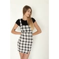 thumbnail image 2 of 2 Piece Black Plaid Mini Dress With Tee - Casual Sleeveless Outfit, 2 of 4