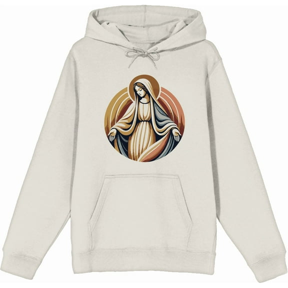 Virgin Mary Adult Sand Long Sleeve Hoodie-Medium