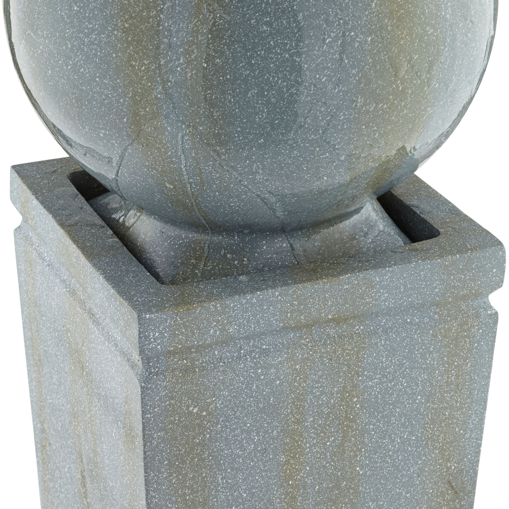 Ball and Pillar 34 1/4" High Large Modern Indoor Outdoor Decor Faux Stone Floor Fountain with Light LED Bubbler