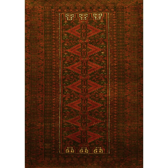 Ahgly Company Machine Washable Indoor Rectangle Persian Yellow Traditional Area Rugs, 5' x 7'