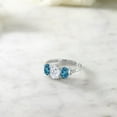 thumbnail image 4 of Gem Stone King 10K White Gold London Blue Topaz White Moissanite and Diamond Accent Engagement Ring for Women | 2.12 Cttw (Size 6), 4 of 4