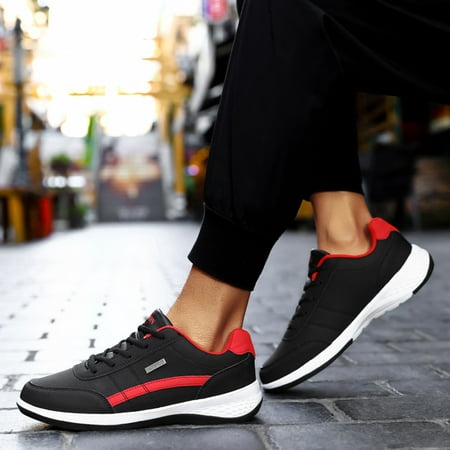 

Men Wedge Heel Soft Sole Sneakers Soft Sole Round Toe Breathable Running Western Shoes Fashion Men Running Shoes Black 10
