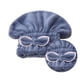 thumbnail image 3 of Moyic Envoltura de toalla de microfibra para secar el cabello con gorro de ducha con lazo, turbante para el cabello, gorro envolvente para el cabello, Juegos de accesorios de baño azul Moyic HA1838-02, 3 of 6