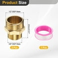 thumbnail image 2 of Uxcell Brass Pipe Fitting, 2Pcs 3/8" BSP Male x 1/2" BS Male Thread Connector Brass Hex Nipple Reducing Coupling Connector for Gas Water Refrigeration System Conversion, 2 of 7