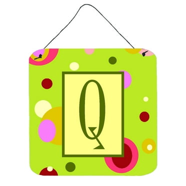 Letter Q Monogram - Lime Green Wall or Door Hanging Prints