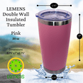 thumbnail image 2 of LEMENS 20 oz. Double Walled Vacuum Insulated Stainless Steel Reusable Travel Coffee Mug/Tumbler. (Pink), 2 of 4