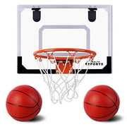 AOKESI Indoor Mini Basketball Hoop and Balls 17.8" x 14'' - Basketball Hoop for Door Set - Indoor Mini Basketball Game for Kids