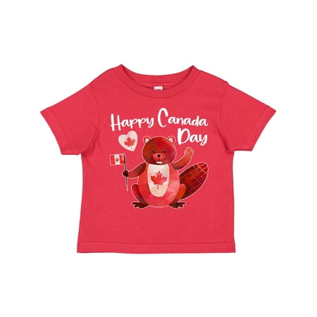 

Inktastic Happy Canada Day Cute Red Beaver with Canadian Flag Gift Toddler Boy or Toddler Girl T-Shirt