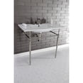 thumbnail image 2 of Kingston Brass KVPB37227W8PN Edwardian 37" Ceramic Console Sink with Brass Legs (8-Inch, 3-Hole), White/Polished Nickel, 2 of 8