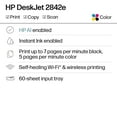 thumbnail image 3 of HP DeskJet 2842e Wireless All-in-One Color Inkjet Printer (Blue), Scanner, Copier, 6 months Free Instant Ink, 3 of 16