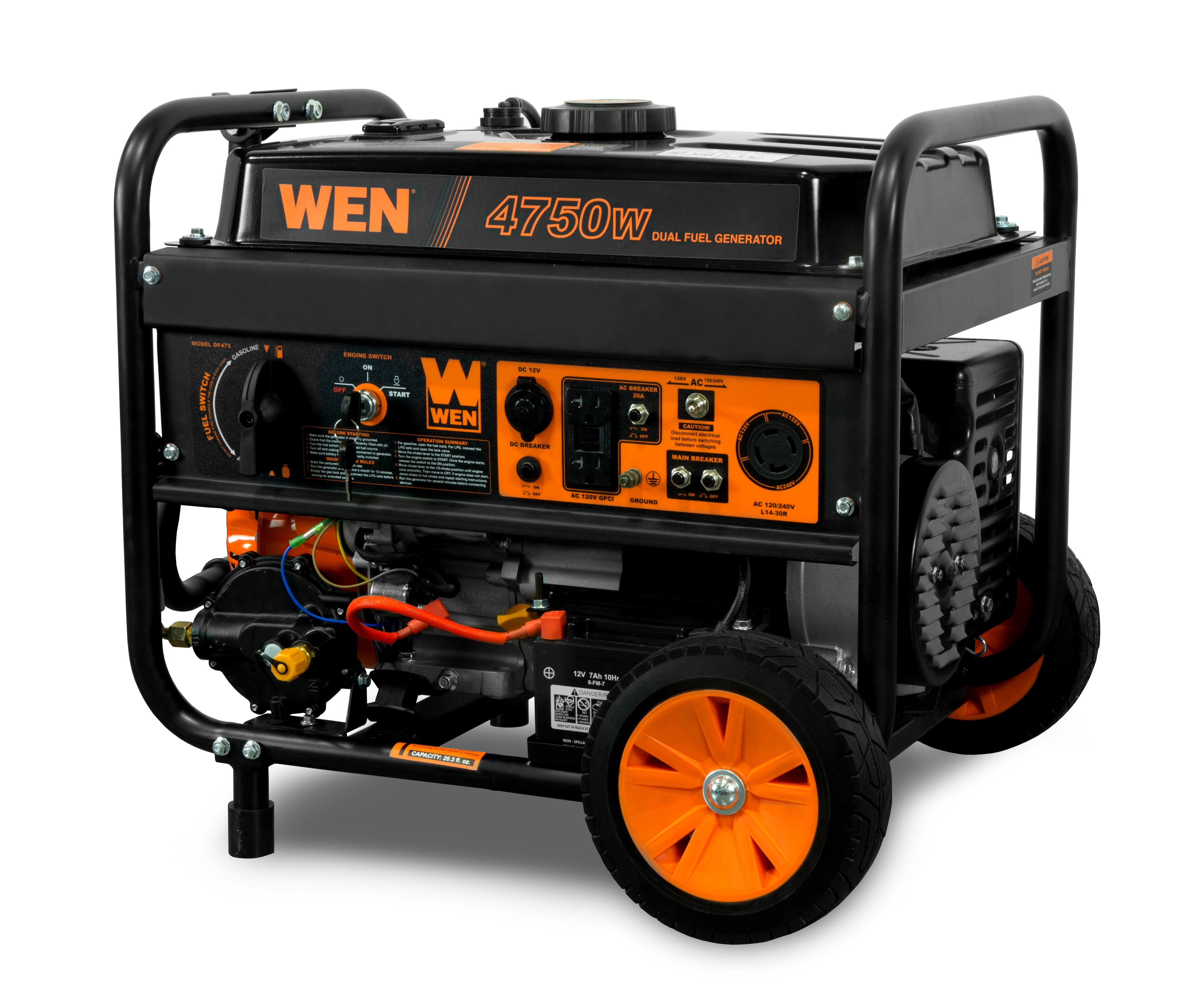 WEN 4750Watt 120V/240V Dual Fuel Portable Generator with Wheel Kit and