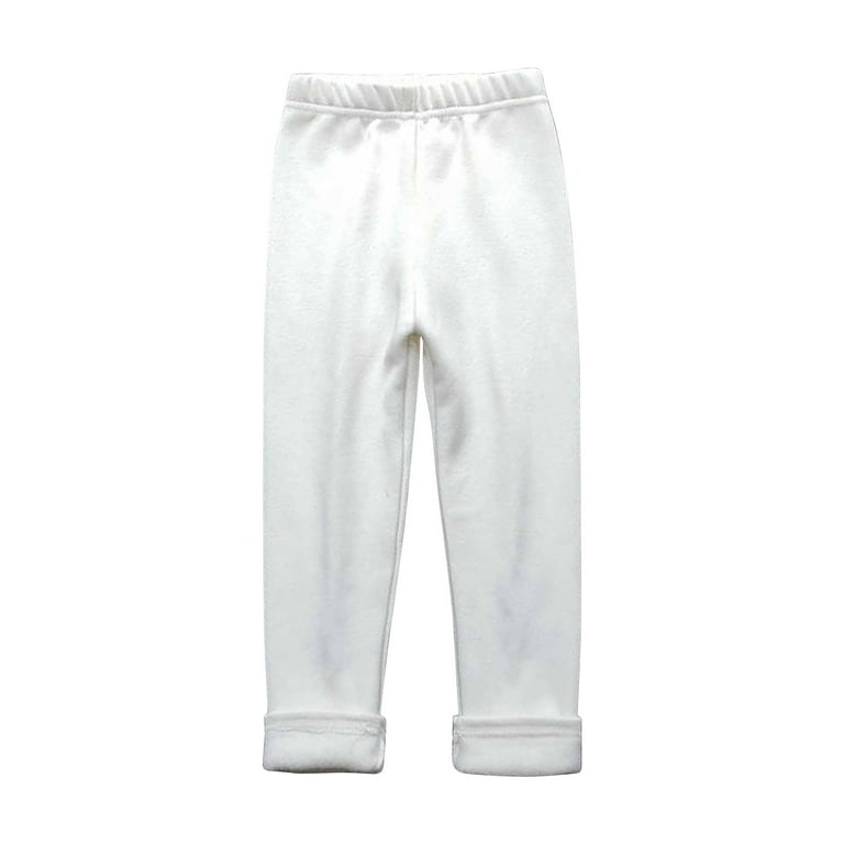 EGNMCR White Toddler Girls Fleece Lined Leggings Cotton Kids Winter Warm  Leggings Thick Thermal Tights Pants-White-6-7T - Spring/Summer Savings