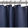 thumbnail image 1 of Cortina de ducha Waffle con anillo de metal, cortina de ducha de tela a prueba de moho, cortina de baño resistente, 182 x 182 cm (azul marino) JAMW Sencillez, 1 of 5