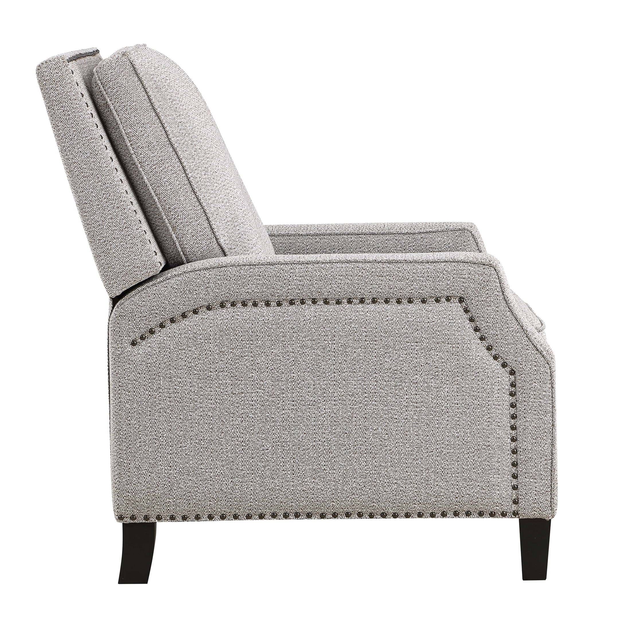 Modern Chenille Push-Back Recliner Chair - Beige Brown Transitional Self-Reclining Motion Seat for Living Room