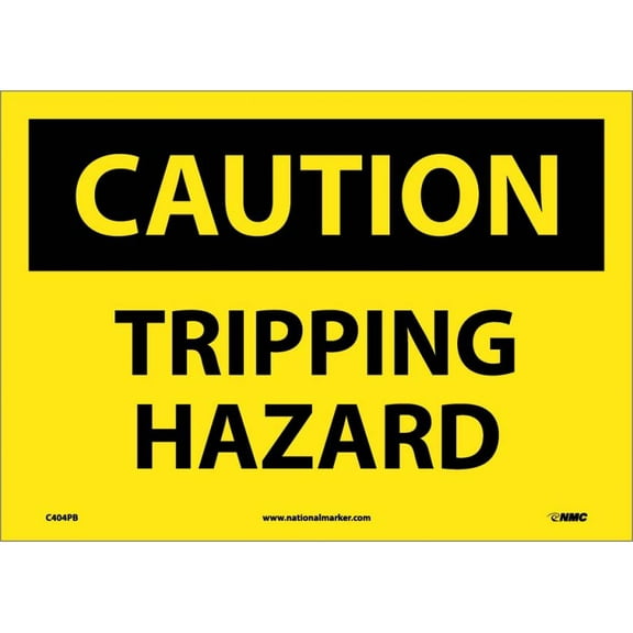 NMC Signs C404Pb, Caution Tripping Hazard Sign, 10 X 14, Pressure Sensitive Vinyl .0045