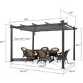 thumbnail image 5 of PURPLE LEAF 10' X 13' Outdoor Retractable Pergola Patio Metal Shelter with Sun Shade Canopy for Porch Beach Garden Pavilion Grill Gazebo Modern Yard Gray Pergola, 5 of 9