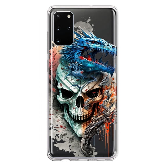 MUNDAZE Samsung Galaxy S20 Plus Fantasy Blue Dragon Dream Skull Double Layer Phone Case Cover