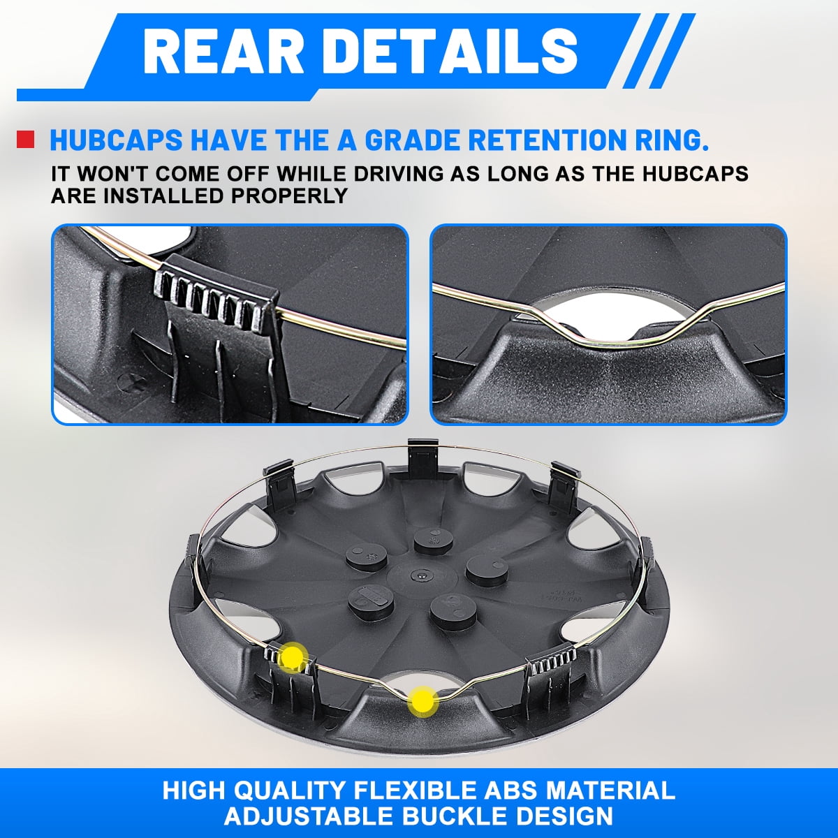 4PCS Hubcap Wheel Cover Replacement 15" Hub Caps Universal Wheel Rim Cover ABS Material Exterior Accessories Snap On Car Truck SUV -15-Inch, Silver