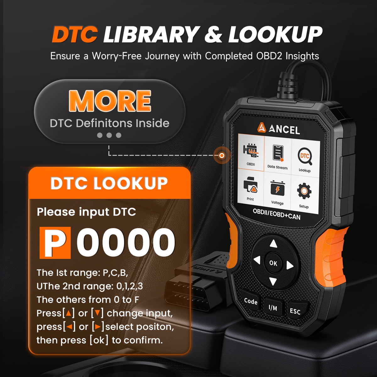 ANCEL AS300 OBD2 Scanner Car Code Reader, Full OBDII Diagnostic Tool with Cloud Printing, DTC Lookup, I/M Readiness, Battery Voltage Test, Live Data, Smog Check, 11 Languages, Lifetime Free Updates