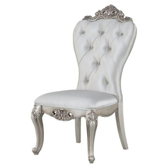Bowery Hill Upholstered Tufted Side Chair in Cream and Antique White Set of 2