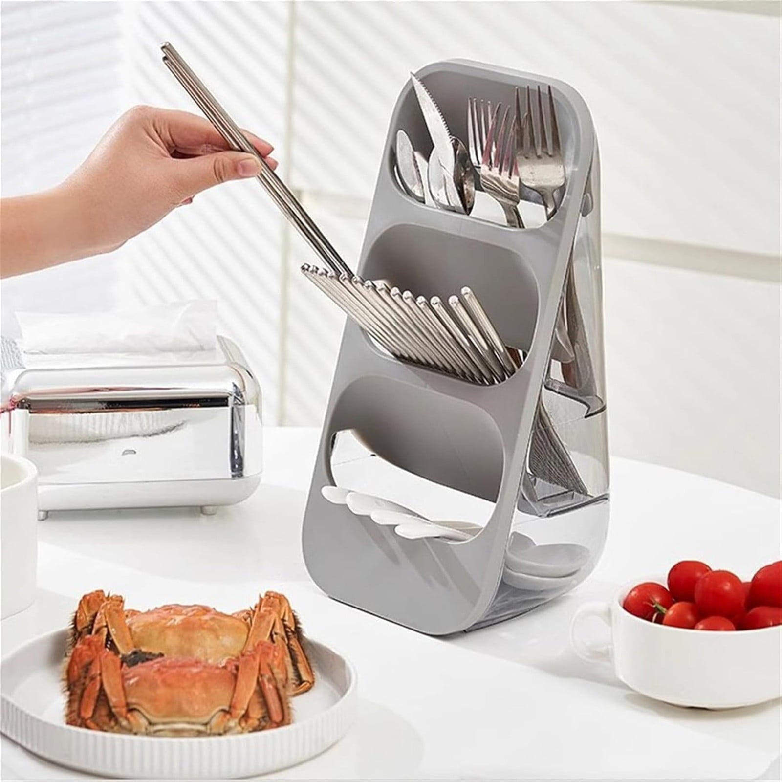 Cutlery Holder Stand 3 Format Vertical Utensil Holders Kitchen Utensil Organizer For Countertop Cutlery Drainer Caddy Spoon Chopsticks Fork Holder Kitchen Utensil Holder,Storage Rack
