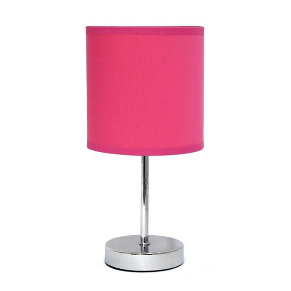 Lampe de Table Chromée avec Abat-Jour en Tissu&44; Rose Chaud