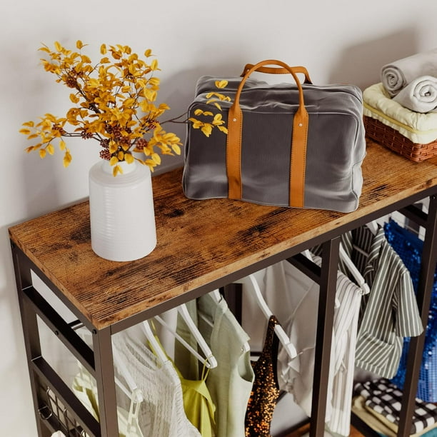 LIFE FURNITURE　IRON HANGER RACK IRONCK Heavy Duty Garment Rack: 4 Drawers, 8 Hooks, Shelves