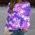 thumbnail image 2 of Valentine's Day Long Sleeve Shirts for Women Trendy Sequin Heart Print Crew Neck Casual Sweatshirts Casual Tunic Tops(Purple,M), 2 of 4