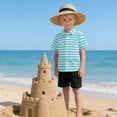 thumbnail image 6 of Dailycode Small Short Sleeve Button Down Shirts Turquoise White Stripe Casual Shirt 3-10 Years, 6 of 9