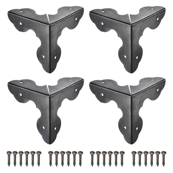Unique Bargains 33x33x33mm Metal Box Corner Protectors Iron Black 12 Pack