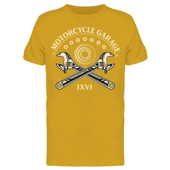 Motorcycles Garage, Wrenches T-Shirt Men -Image by Shutterstock, Male Small