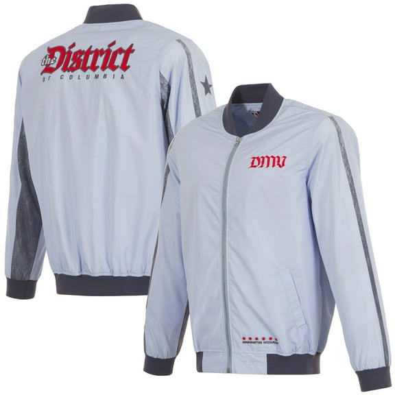 Men's-JH Design  Light Blue Washington Wizards 2024/25 City Edition Full-Zip Nylon Bomber Jacket