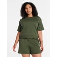 thumbnail image 2 of Time and Tru Women's Boxy Sweatshirt with Short Sleeves, Size XS-XXXL, 2 of 6