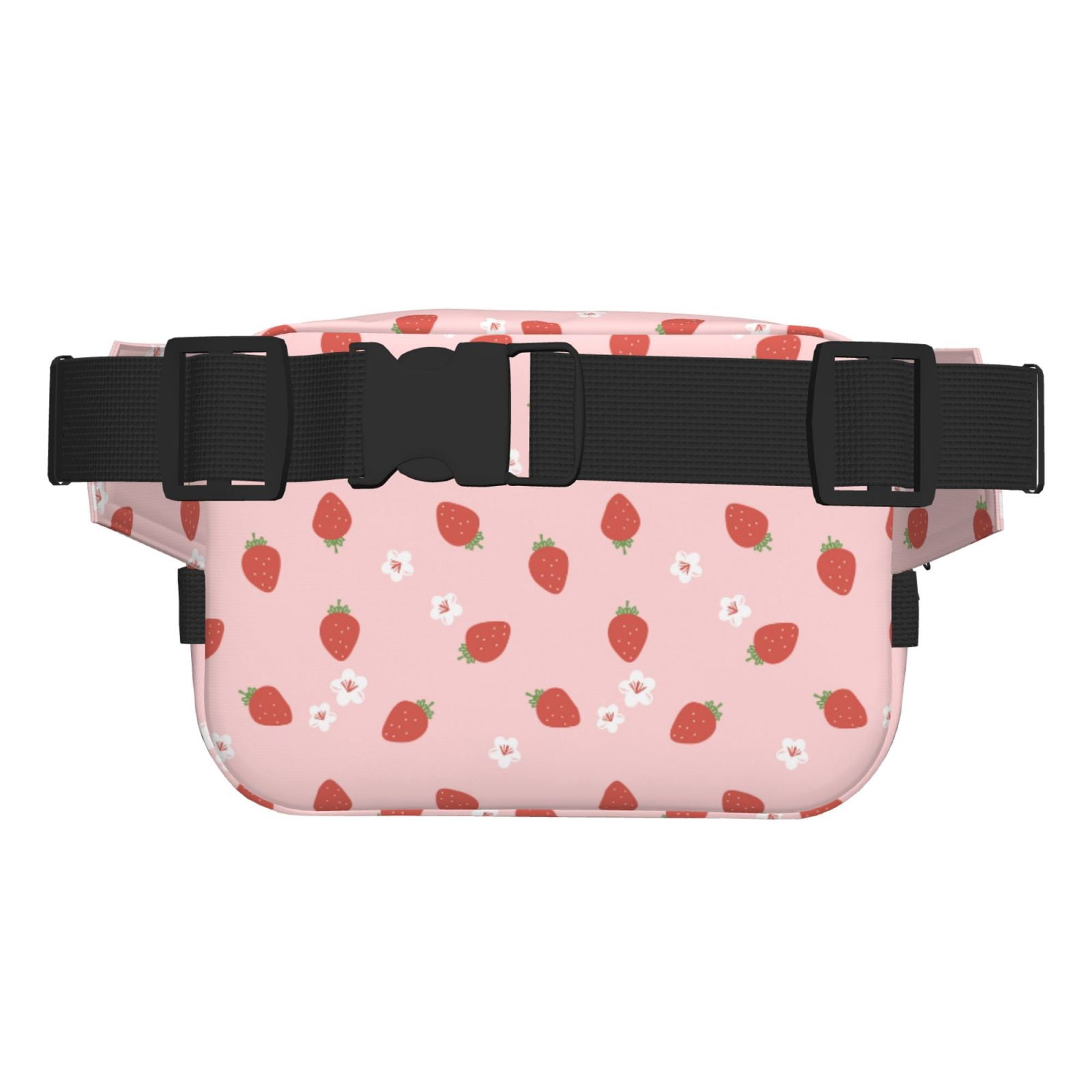 Picia Hand Drawn Strawberry Print Square Double-Layer Waist Bag Mini Adjustable Waist Belt Bag Exercise Running Travel Hiking