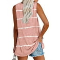 thumbnail image 4 of Women's Basic V Neck T-shirt sleeveless top floral split vest - pink, 4 of 5