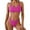 #0640-Hot Pink, variant on Womens 2026 New Backless Two Piece Bikini Solid Color Tie Strap Slim Fit Padded Wireless Flattering UV 50+ Protection for Beach Pool Tropical Vacation Wear