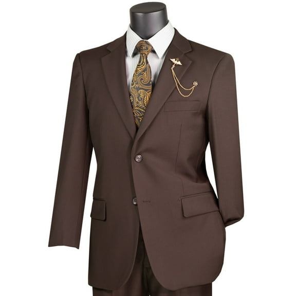 VINCI Men's Brown 2-Button Suit w/ Adjustable Waistband, Reg-Fit - NEW